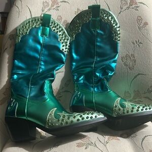 Azalea Wang Knox Metallic Cowboy Boot